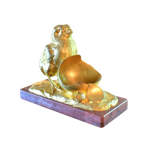 Gilt Bronze Statue Of A Chick By Georges Gardet