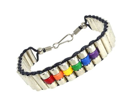 Upscale Rainbow Steel Beaded Bracelet Lgbt Gay And Lesbian Pride Jewelry Pride Shack