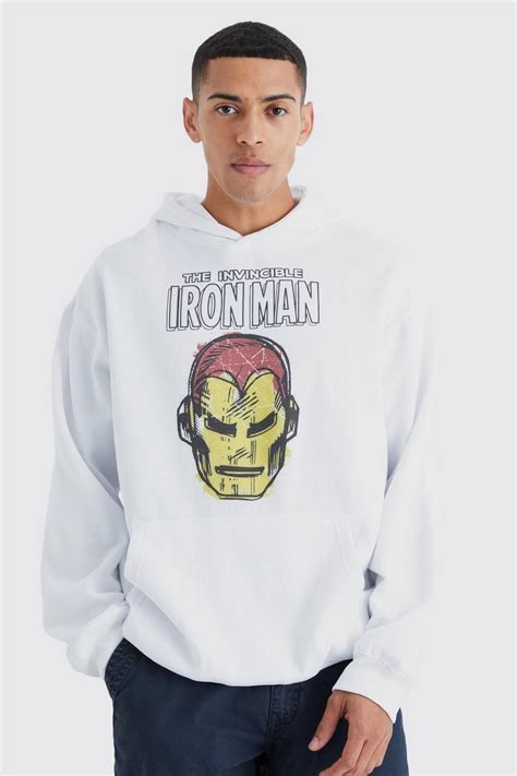 Oversized Marvel Iron Man License Hoodie Boohoo Uk