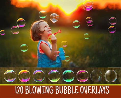 120 Blowing Soap Bubble Overlays Photography Bubble PNG Overlays