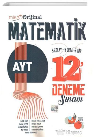 Orijinal Mikro AYT Matematik 12 li Deneme Sınavı Orijinal Yayınları