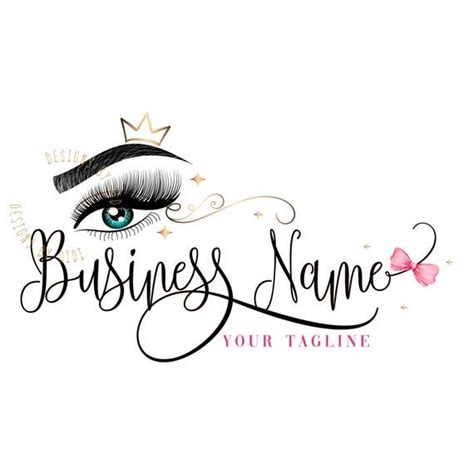 Custom Logo Pink Gold Lashes Logo Eyelash Gold Crown Logo Etsy In 2022 Lashes Logo Eye Logo