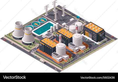 Isometric Nuclear Power Plant Icon Royalty Free Vector Image