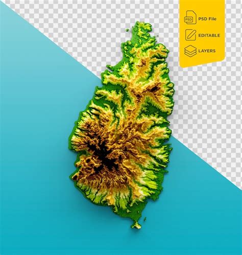 Premium Psd Saint Lucia Map Shaded Relief Color Height Map On Sea