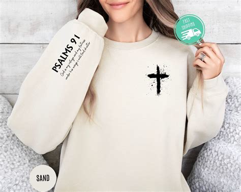 Psalms 91 Sleeve Print Sweatshirt Women S Christian Sweatshirt