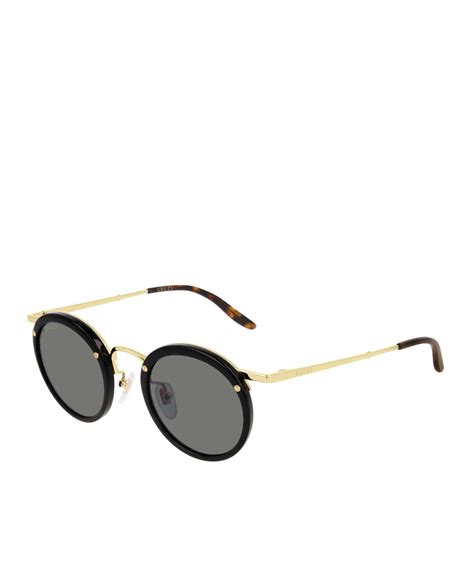 Gafas De Sol De Hombre Gucci Redondas De Acetato Negro Y Varillas De Metal · Gucci · Moda · El