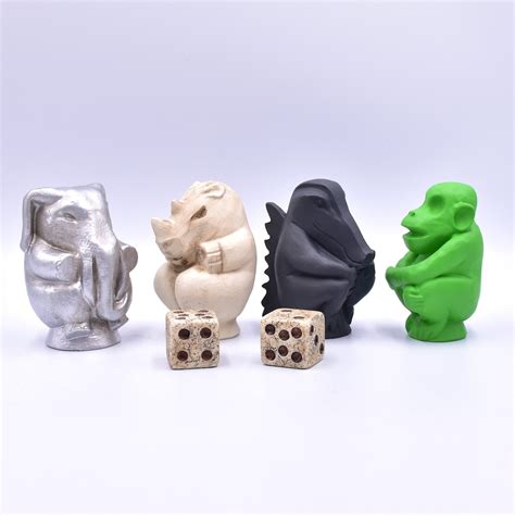 DELUXE Jumanji Board Game Pieces Statue Set Dices , 4 9,5 Cm , Set of Jumanji Tokens , Playing ...