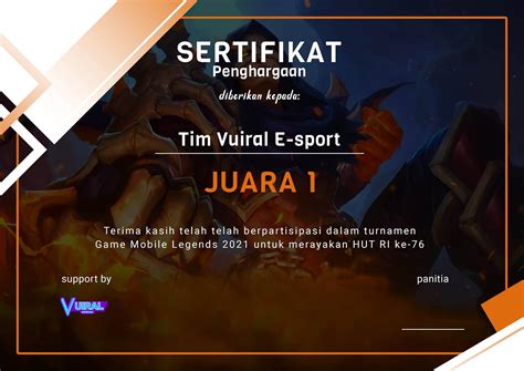 Sertifikat Juara Mobile Legend Id