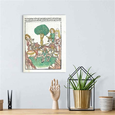 Woodcut Illustration From Medieval Book Wall Art Canvas Prints Framed