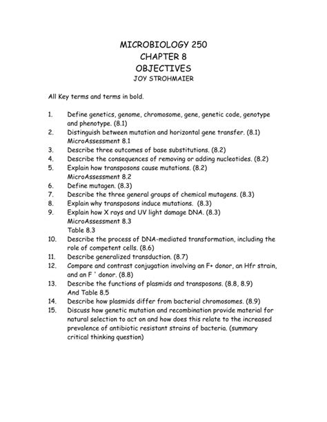 Objectives And Readings Chapter Microbial Genetics