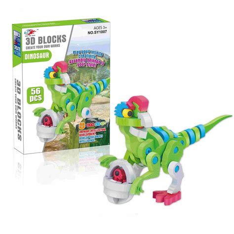 KLOCKI PIANKOWE DINOZAUR MIĘKKIE PUZZLE 3D 56EL Midex Sklep EMPIK