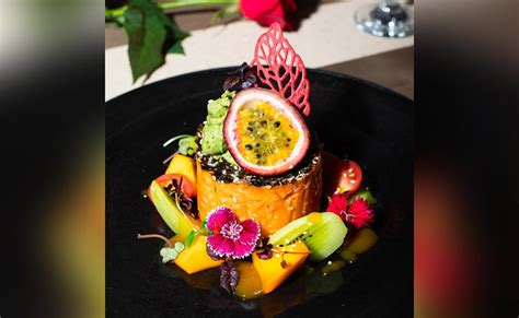 Salmon And Avocado Tartare Passion Fruit Emulsion Recipe By Ajay Chopra Ndtv Food