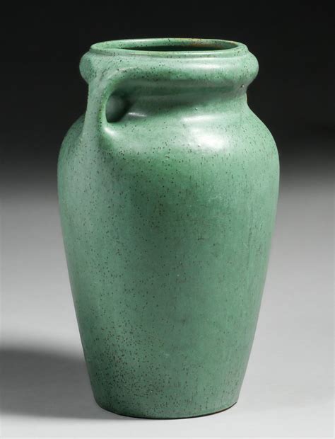 Arts Crafts Period Matte Green Two Handled Vase C California