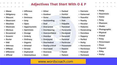 List Of 2000 Common Adjectives Word Coach