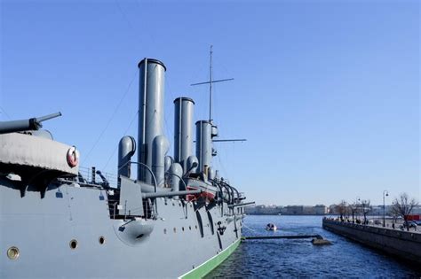 Premium Photo | Cruiser aurora a museum on a warship of the 20th ...