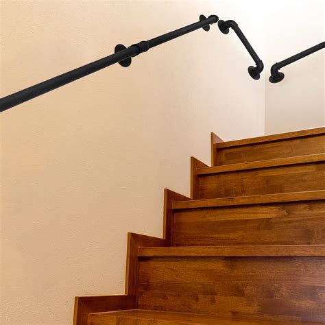 Houseaid Ft Industrial Pipe Wall Handrail Farmhouse Stairway Railing