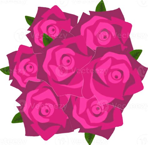 Pink rose bouquet cartoon character design 19841373 PNG