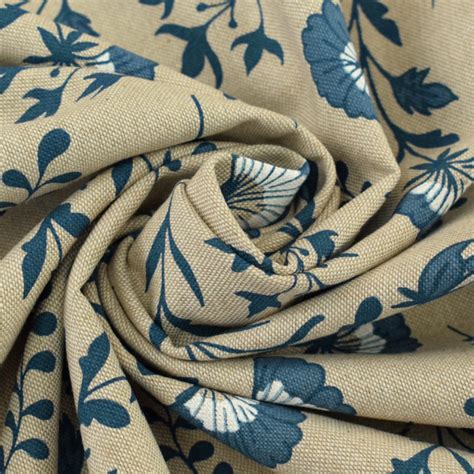 Tissu D Co Semi Panama Fleurs Folklores Traditionnelles Naturel