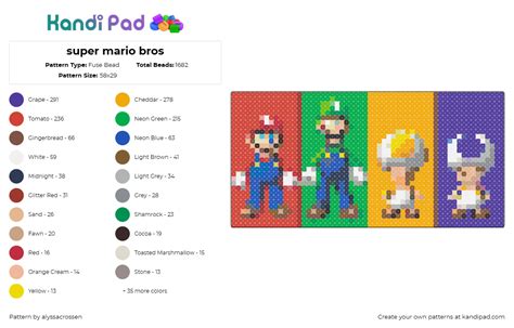 Super Mario Bros Fuse Bead Pattern Kandi Pad Kandi Patterns Fuse