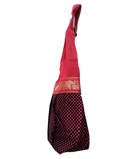 Fashion Bizz Red Canvas Cloth Handicraft Jhola Bag Buy Fashion Bizz