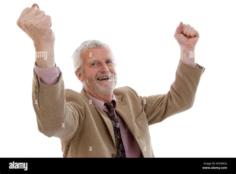 Jubilating Older Man Stock Photo Alamy