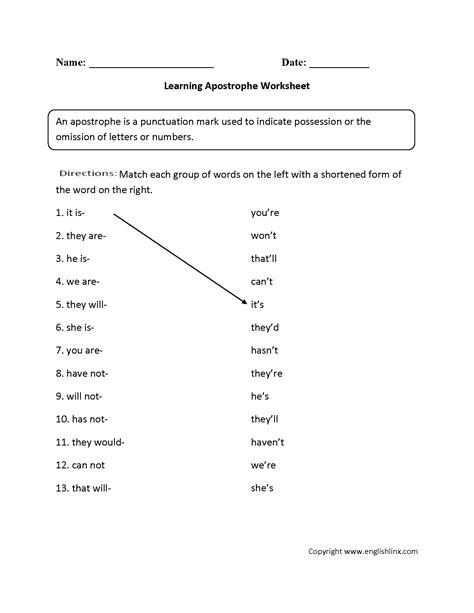 Punctuation Worksheets | Apostrophe Worksheets