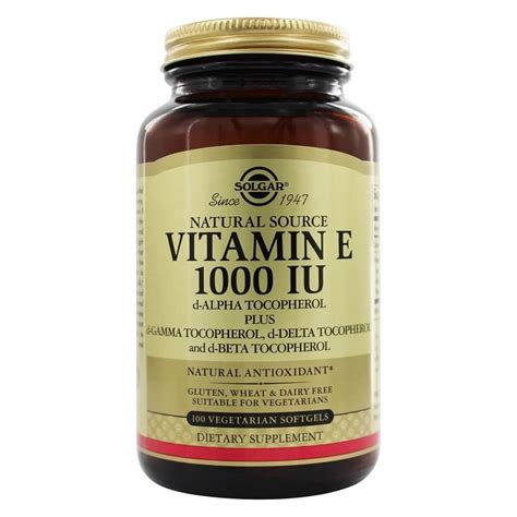 Vitamin E D Alpha Tocopherol 1000 IU 100 Veggie Softgels Vitma