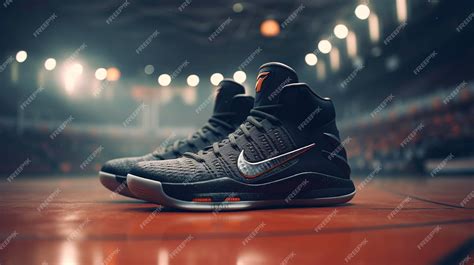 Premium Photo | A photo of Nike basketball shoes on a basketball court