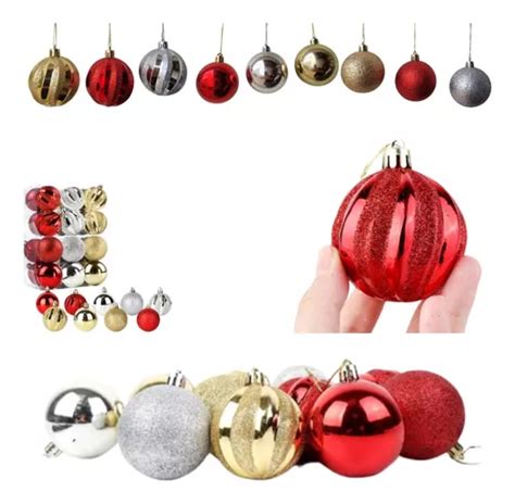 Kit 24 Bolas De Natal 6 Cm Enfeitar Árvore Natalina Pendurar