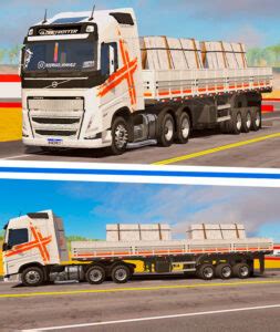 Skins Volvo Fh Branco Na Granel Faixas Laranja Exclusivo