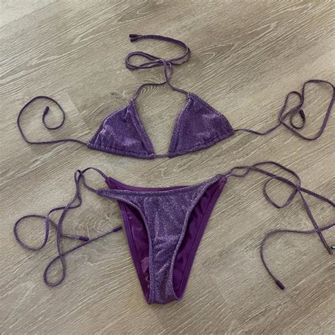 Triangl Purple Glitter Vinca Bikini Top Depop