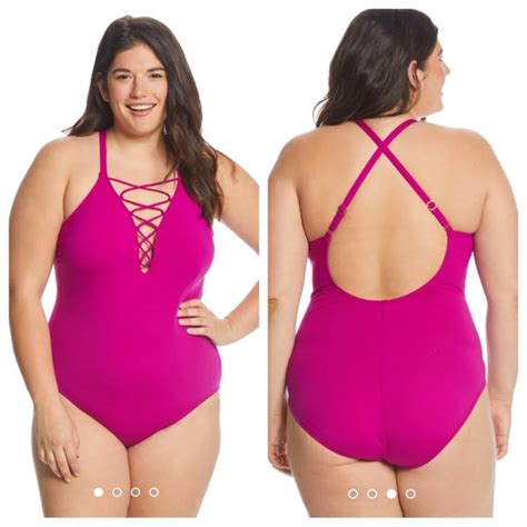 La Blanca Swim Nwt La Blanca Plus Size Island Goddess Laceup One