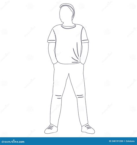 Man Standing Sketch On White Background Stock Vector Illustration Of