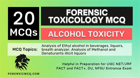 Forensic Toxicology Mcqs Part Alcohol Toxicity Mcq In Forensic