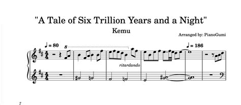 [full] Kemu A Tale Of Six Trillion Years And A Night Easy Piano Sheet Music