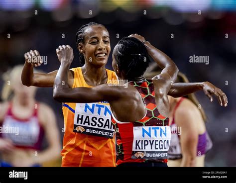 Budapest Sifan Hassan Congratulates Winner Faith Kipyegon After The