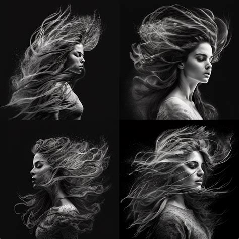 A Woman With Her Hair Blowing In Wind Hair Pixels A Black And White