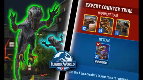 Expert Counter Trial Beaten By Level 20 Purrolyth Jurassic World Alive Youtube