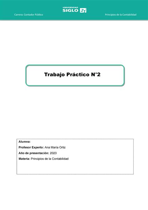 TP 2 Principios de la contabilidad Carrera Contador Público