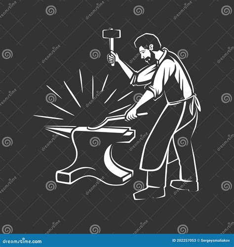 Blacksmith Logo Design. Vector Illustration Stock Vector - Illustration ...