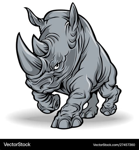 Rhino animal strong run Royalty Free Vector Image