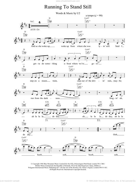 Running To Stand Still Sheet Music Fake Book Pdf