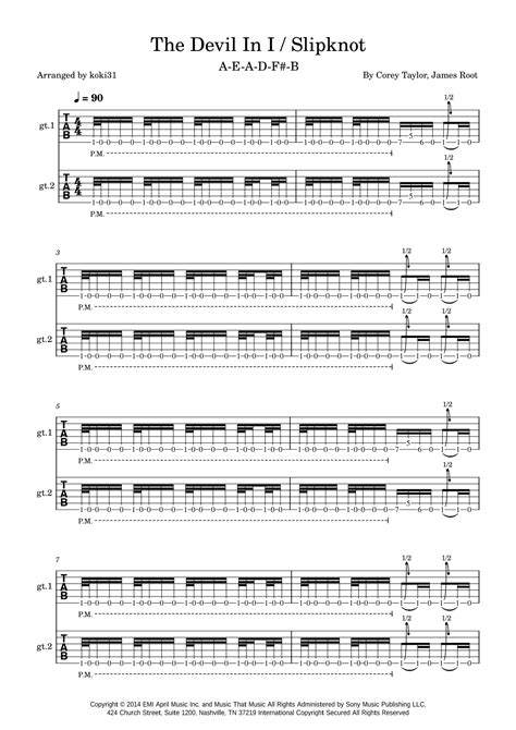 The Devil In I Arr Koki31 By Slipknot Sheet Music For Guitar Tab At