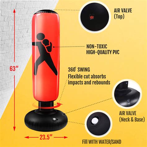 Inflatable Kids Punching Bag With Stand 63 Inch Tall Immediate Bounce