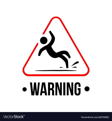 Yellow triangle caution slippery floor logo sign Vector Image