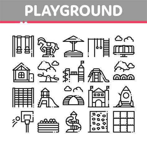 Premium Vector Playground Children Collection Icons Set Vector