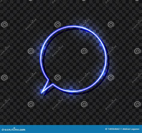 Vector Modern Neon Speech Bubble Bright Blue Light Blank Frame