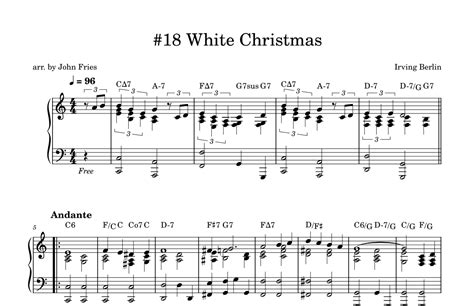 White Christmas Arr John Fries By Bing Crosby Sheet Music For Piano