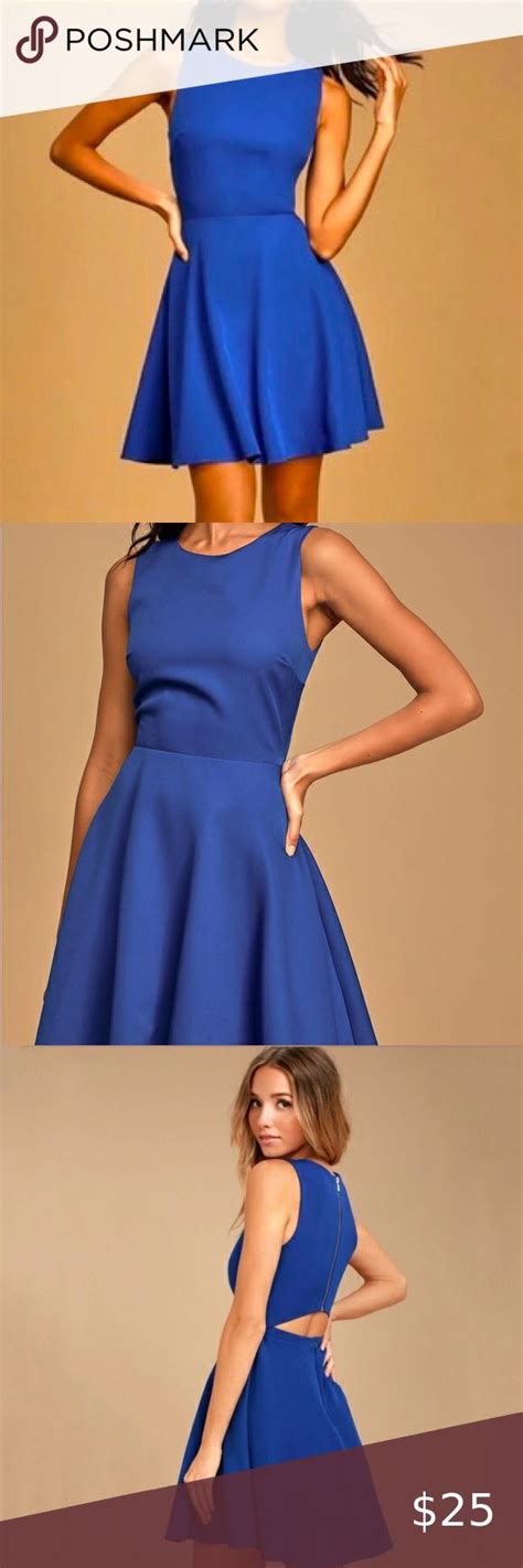 Lulus “just Us” Royal Blue Skater Dress Cutout Back In 2022 Blue