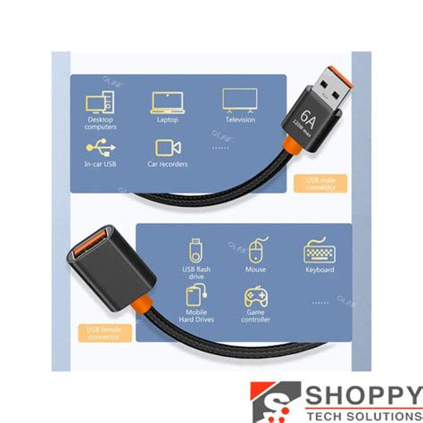 1.5m Braided USB Extension Cord 120W USB 3.0 - Shoppy Computers & Tech Solutions